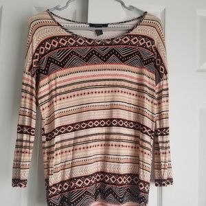 3/4 Sleeve Tribal Top